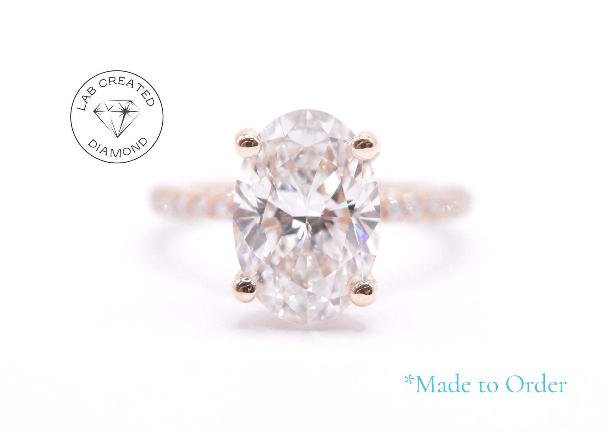 Made to Order-3ct Oval Lab Diamond Engagement Ring 14K Yellow Gold Made to Order Rings