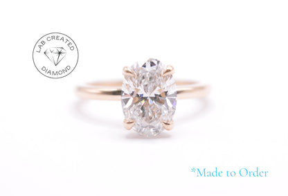 Made to Order-2ct Oval Lab Diamond Engagement Ring 14K Yellow Gold Made to Order Rings