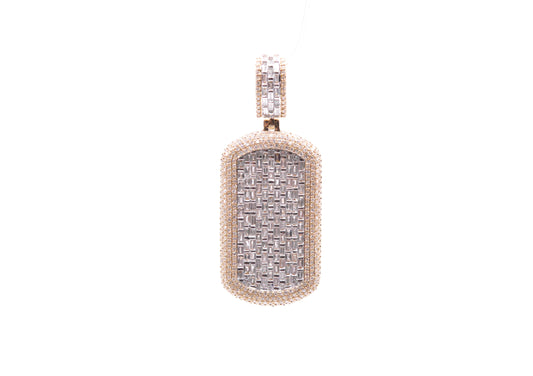 2.80 cttw Diamond Dog Tag Bubble Border Pendant 14K Yellow White Gold Other