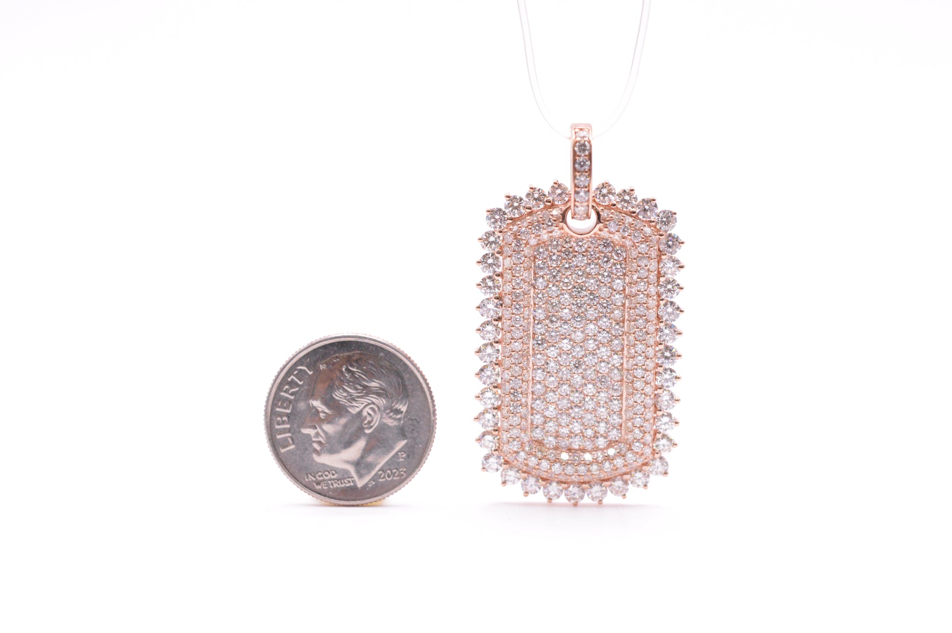 4.20 cttw Diamond Dog Tag Pendant 14K Rose Gold Other