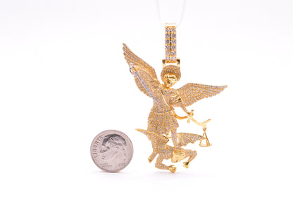 2.50 cttw Diamond St.Michael Pendant 10K Yellow Gold Religious