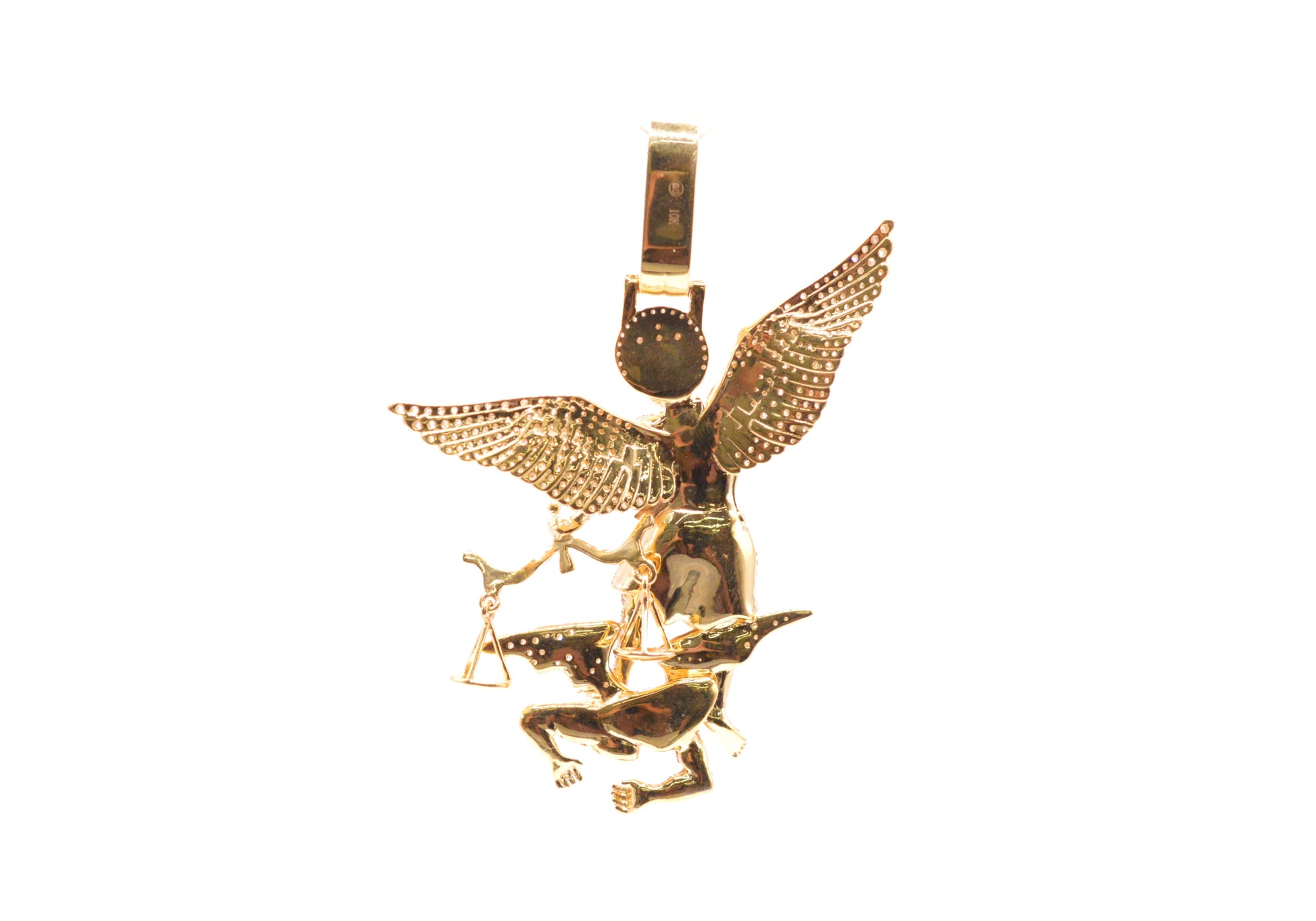 2.50 cttw Diamond St.Michael Pendant 10K Yellow Gold Religious