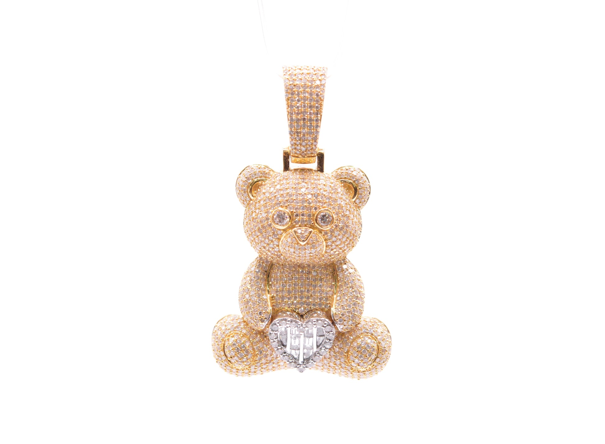 3.60 cttw Diamond Teddy Bear Pendant 10K Yellow White Gold Other