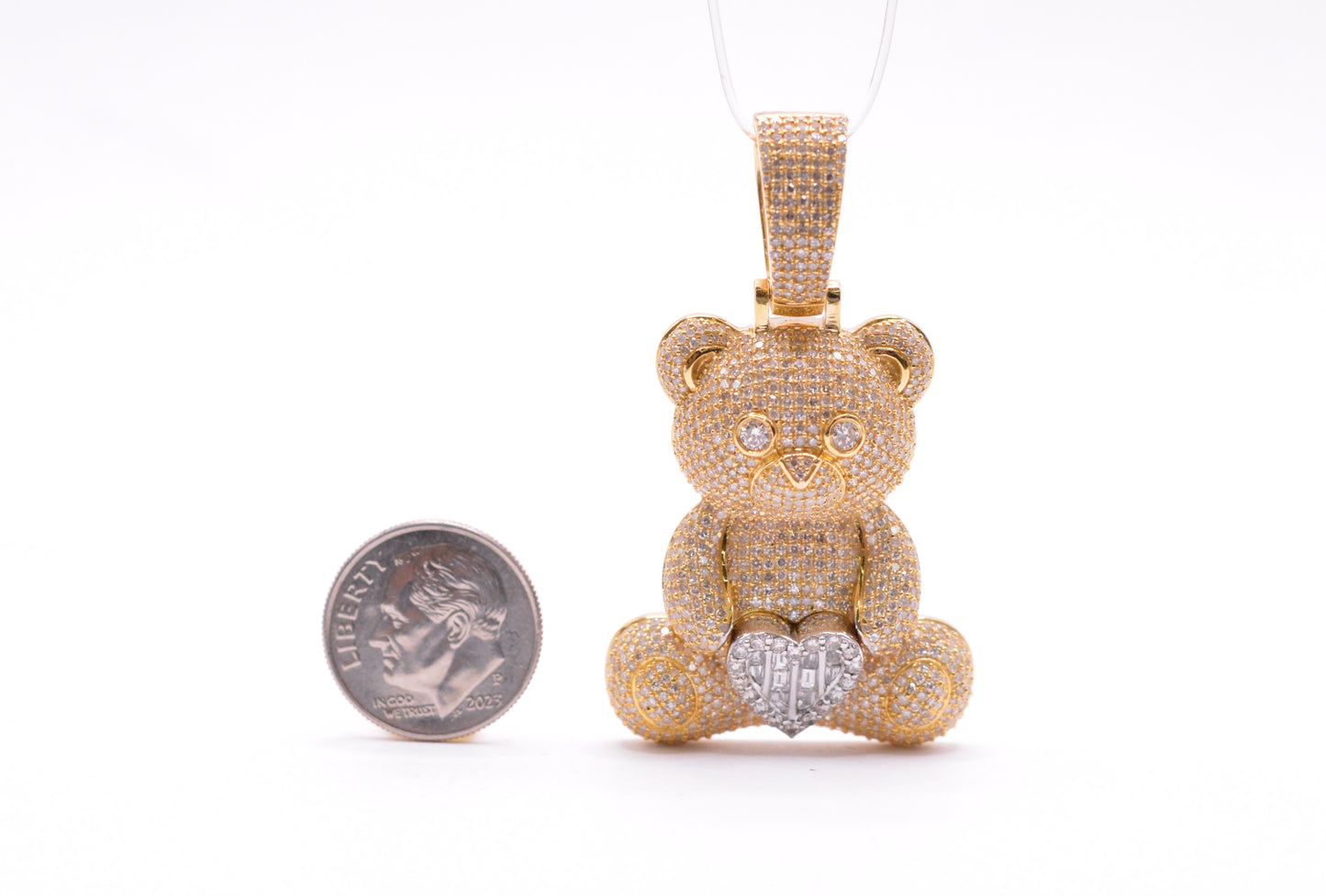3.60 cttw Diamond Teddy Bear Pendant 10K Yellow White Gold Other