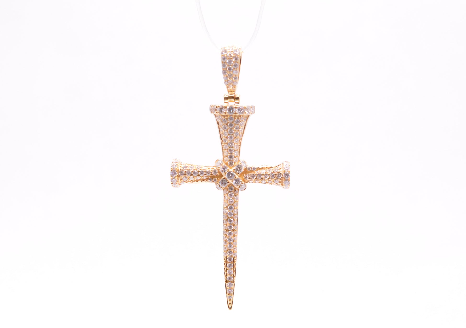 1.50 cttw Diamond Nail Cross Pendant 14K Yellow Gold Crosses