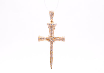 1.50 cttw Diamond Nail Cross Pendant 14K Yellow Gold Crosses