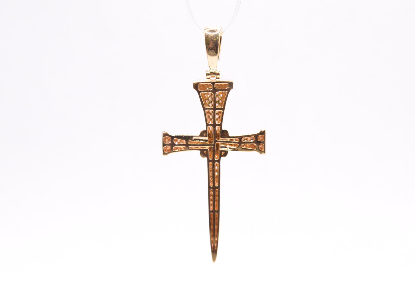 1.50 cttw Diamond Nail Cross Pendant 14K Yellow Gold Crosses