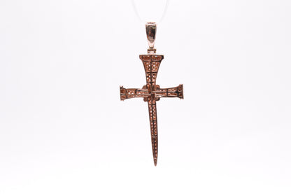 1.50 cttw Diamond Nail Cross Pendant 14K Rose Gold Crosses