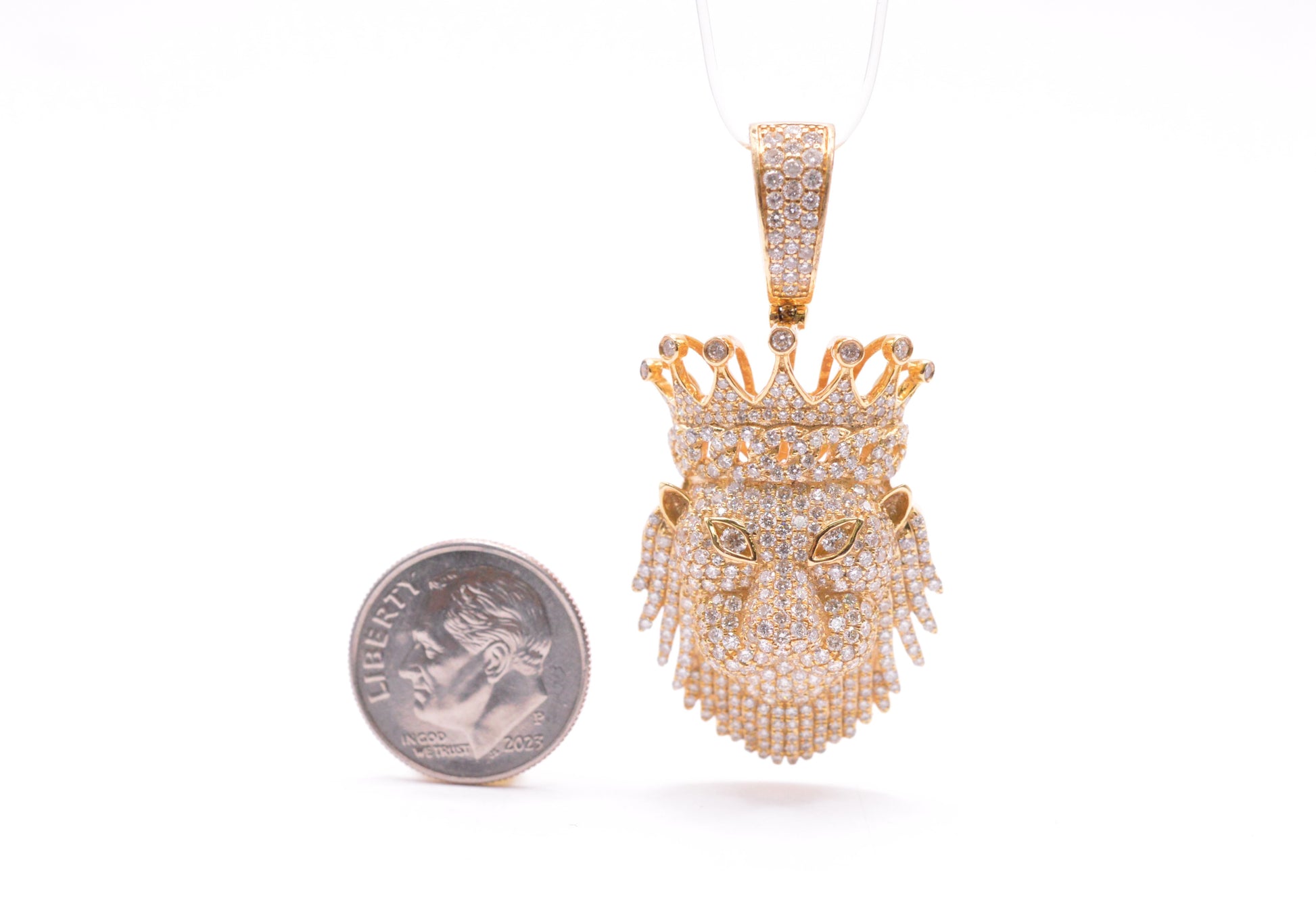 2.85 cttw Diamond 3D Lion Pendant 14K Yellow Gold Other