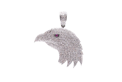 2.50 cttw Diamond Eagle Head Ruby Eye Pendant 14K White Gold Other