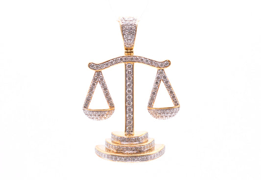 2.10 cttw Diamond Scales of Justice Pendant 10K Yellow Gold Pendants