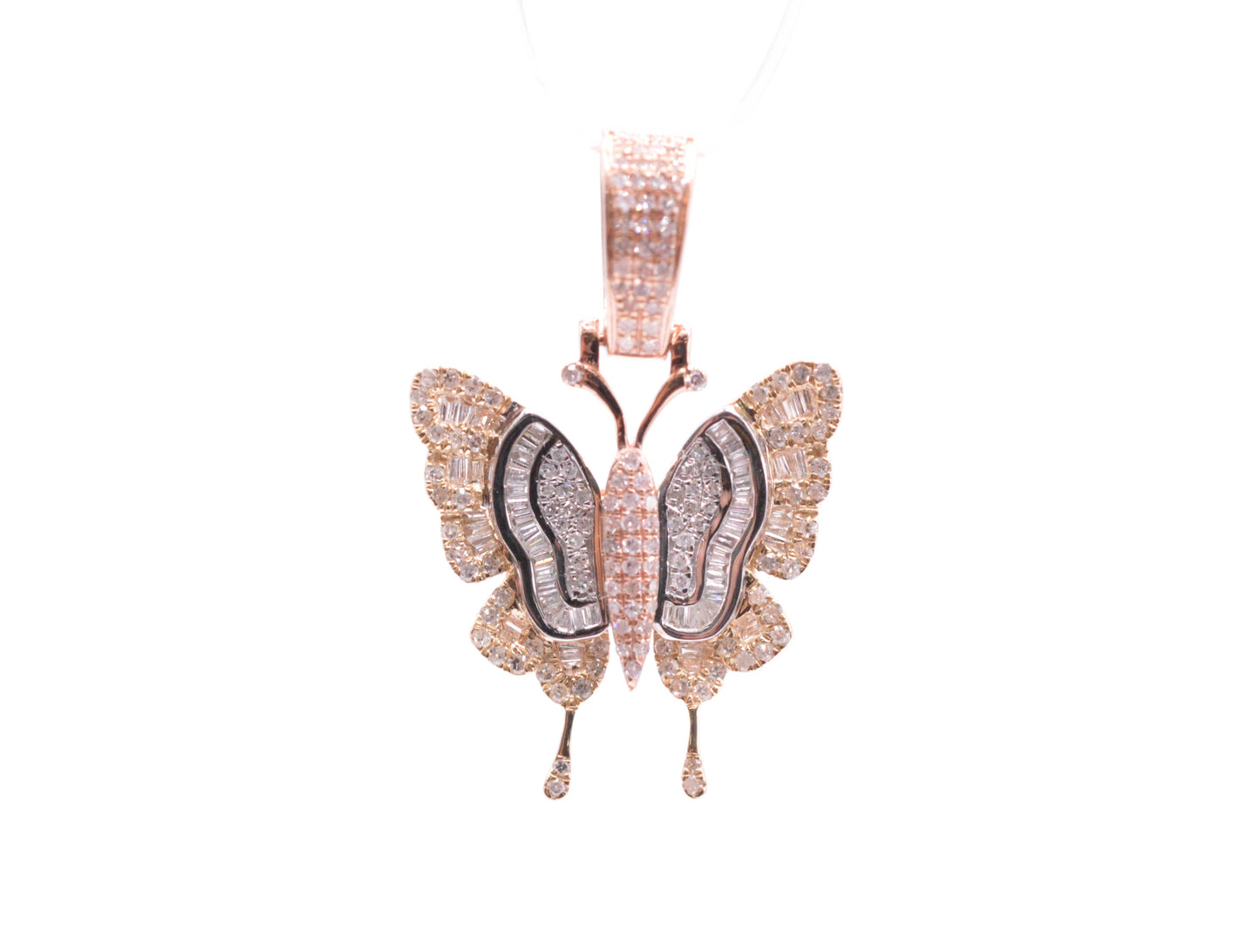 1.0 cttw Diamond Butterfly Pendant 10K Tri-Color Gold Other