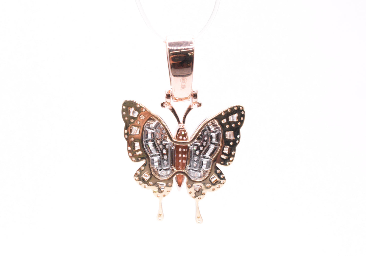 1.0 cttw Diamond Butterfly Pendant 10K Tri-Color Gold Other