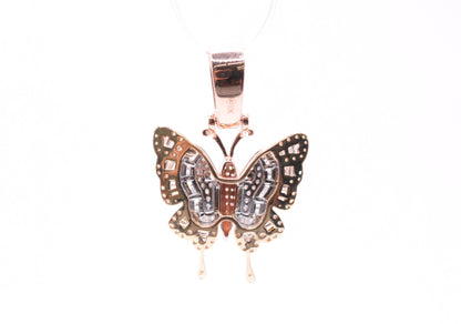 1.0 cttw Diamond Butterfly Pendant 10K Tri-Color Gold Other