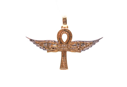 1.65 cttw Diamond Ankh with Wings Pendant 14K White Yellow Gold Custom Pendants