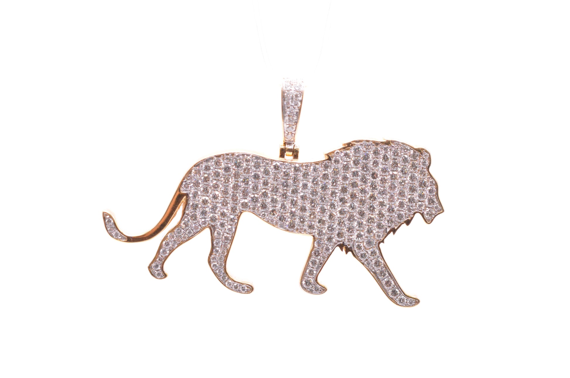 3.30 cttw Diamond Walking Lion Pendant 10K Yellow Gold Other