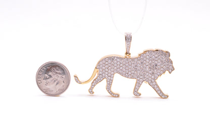 3.30 cttw Diamond Walking Lion Pendant 10K Yellow Gold Other